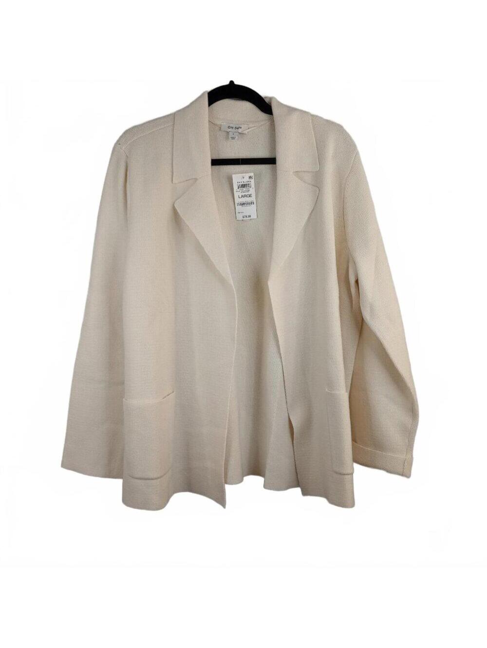ON 34TH WOMENS SWEATER BLAZER ALABASTER L